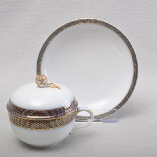 271	マイセン　マルコリーニ　蓋つきカップ　コバルトブルー