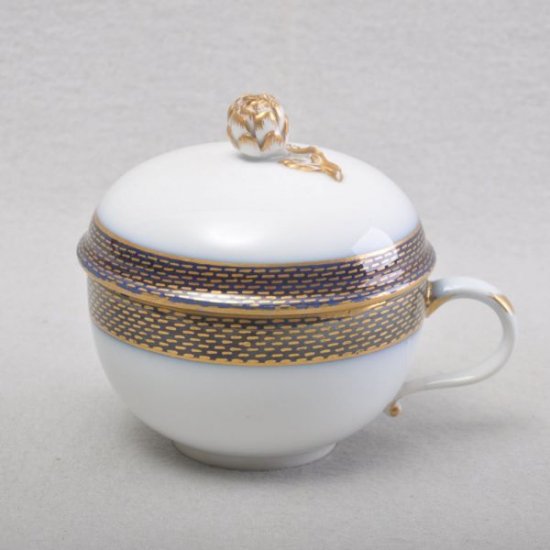 271	マイセン　マルコリーニ　蓋つきカップ　コバルトブルー