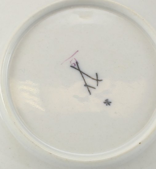 マイセン　フローラルカップとソーサー　マルコリーニ　1800年代