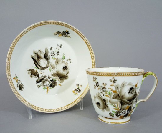 マイセン　バロック様式カップ　黒い花　マルコリーニ