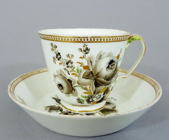 マイセン　バロック様式カップ　黒い花　マルコリーニ