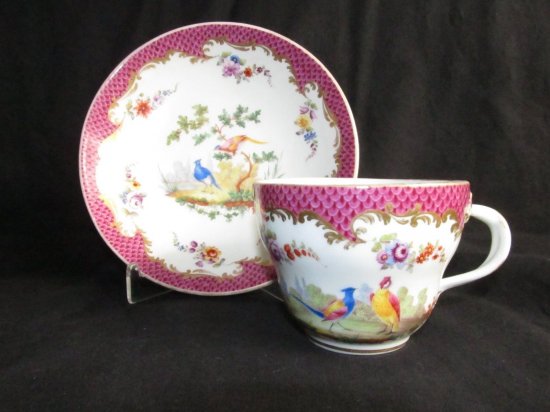 マイセン　美しいカップ　　紫と鳥　マルコリーニ