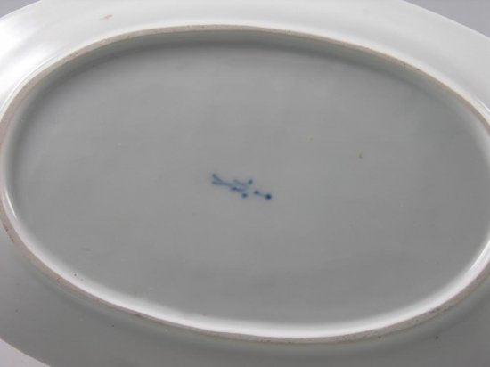 マイセン　楕円プレート　セピア色の花　マルコリーニ