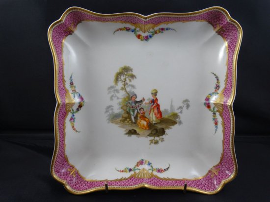 マイセン　アンティークプレート　子連れの貴婦人　マルコリーニ