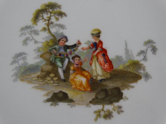 マイセン　アンティークプレート　子連れの貴婦人　マルコリーニ