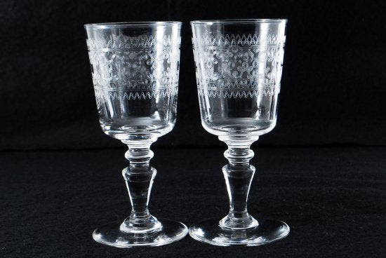 オールド バカラ 波紋様 クリスタルグラス ２客セット