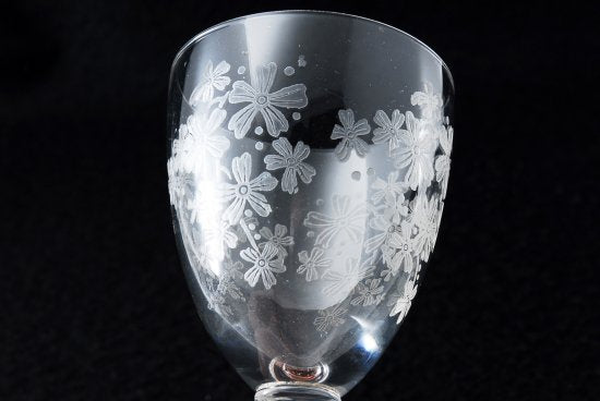 オールド・バカラ Baccarat ・桜の花模様ワイングラス12cm 2客セット