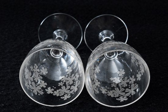 オールド・バカラ Baccarat ・桜の花模様ワイングラス12cm 2客セット