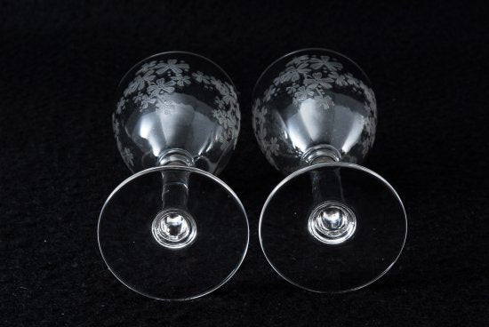 オールド・バカラ Baccarat ・桜の花模様ワイングラス12cm 2客セット