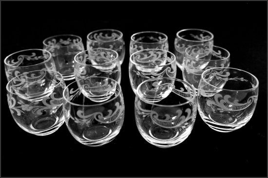 ２４８　フランス風スターリングシルバー　18Kゴールドリカーセット　デカンターペアグラスボックス