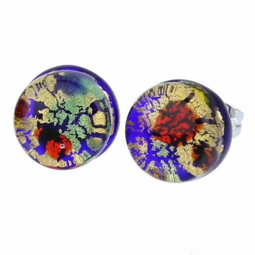 ベネチアングラス(ムラノガラス)　ピアス　 ベネチアン　リフレクションズ　ラウンド　スタッドのピアス