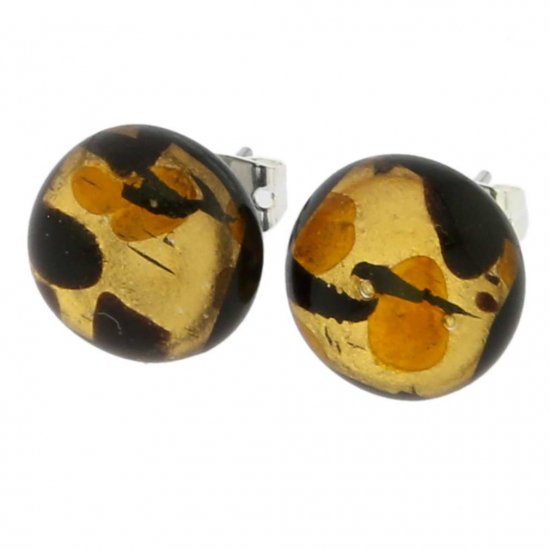 ベネチアングラス(ムラノガラス)　ピアス　 ベネチアン　リフレクションズ　ラウンド　スタッドのピアス