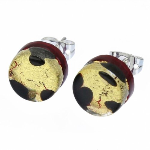 ベネチアングラス(ムラノガラス)　ピアス　 ベネチアン　リフレクションズ　ラウンド　スタッドのピアス