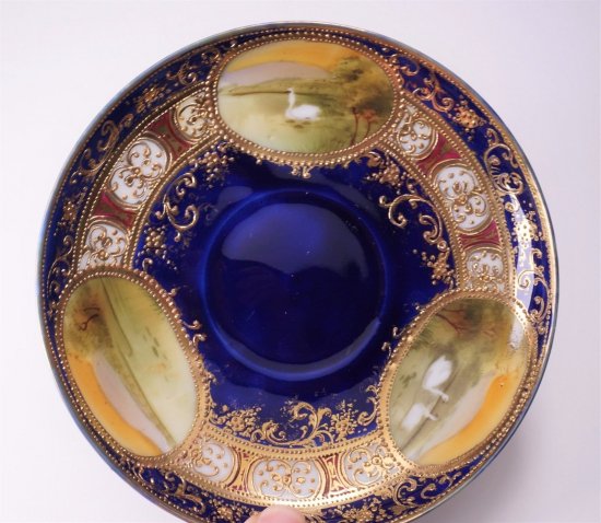 191　オールドノリタケ　コバルトゴールドペデスタルカップ＆ソーサー　スワン