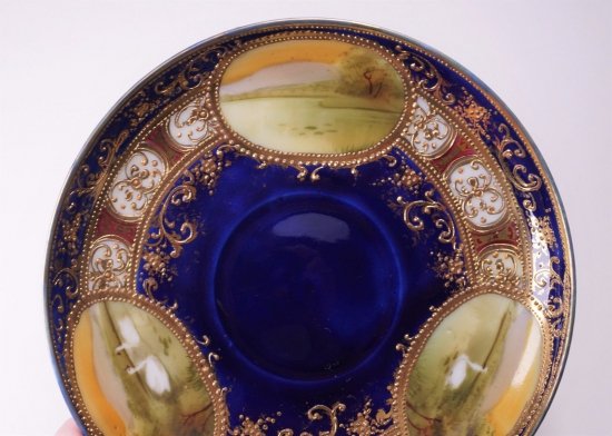 191　オールドノリタケ　コバルトゴールドペデスタルカップ＆ソーサー　スワン