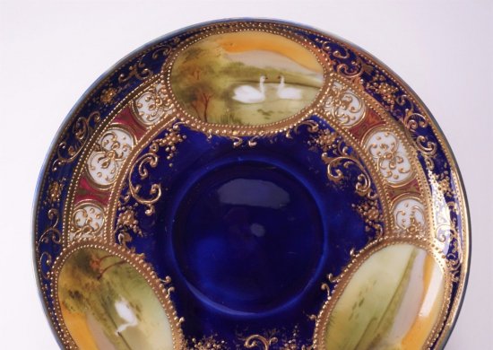 191　オールドノリタケ　コバルトゴールドペデスタルカップ＆ソーサー　スワン