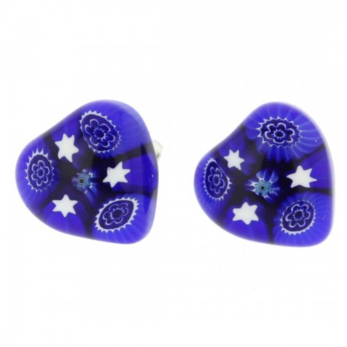 ベネチアングラス(ムラノガラス)　ピアス　 ミレフィオリハート スタッドのピアス