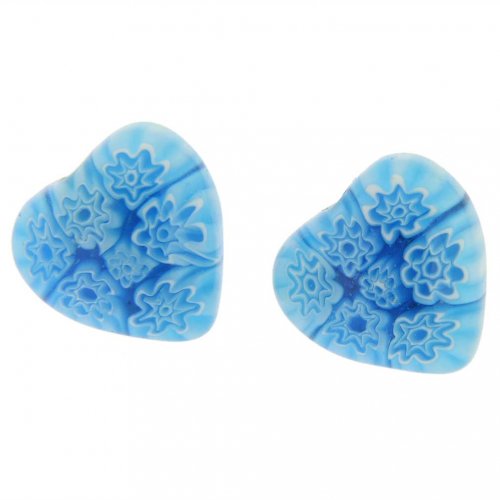 ベネチアングラス(ムラノガラス)　ピアス　 ミレフィオリハート スタッドのピアス