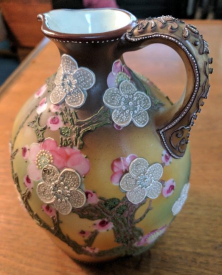 192	オールドノリタケ　桜のモリアージュ花瓶　青楓　1891年
