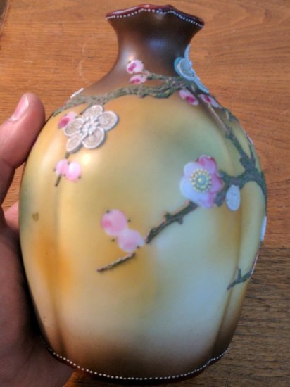 192	オールドノリタケ　桜のモリアージュ花瓶　青楓　1891年