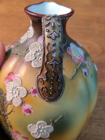 192	オールドノリタケ　桜のモリアージュ花瓶　青楓　1891年