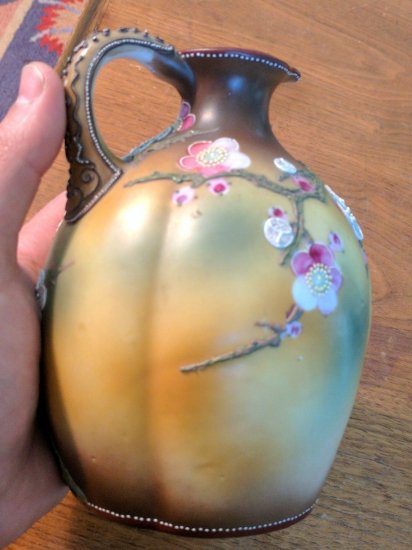 192	オールドノリタケ　桜のモリアージュ花瓶　青楓　1891年