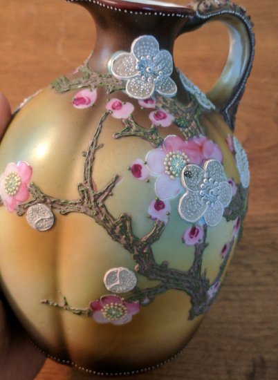 192	オールドノリタケ　桜のモリアージュ花瓶　青楓　1891年