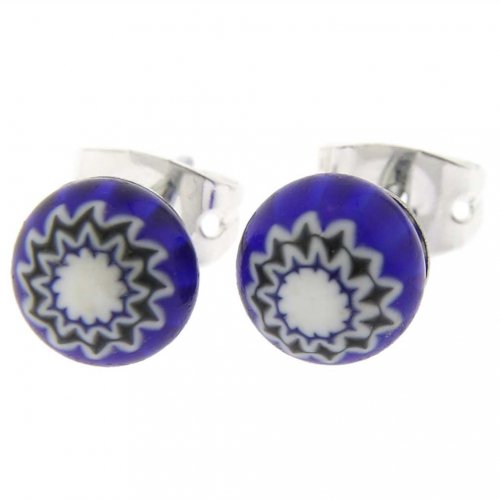 ベネチアングラス(ムラノガラス) ピアス ミレフィオリ スモール スタッドのピアス