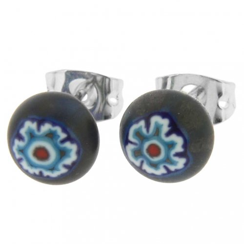 ベネチアングラス(ムラノガラス) ピアス ミレフィオリ スモール スタッドのピアス