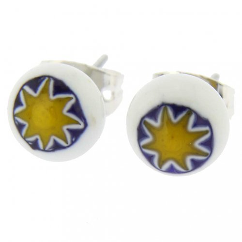 ベネチアングラス(ムラノガラス) ピアス ミレフィオリ スモール スタッドのピアス