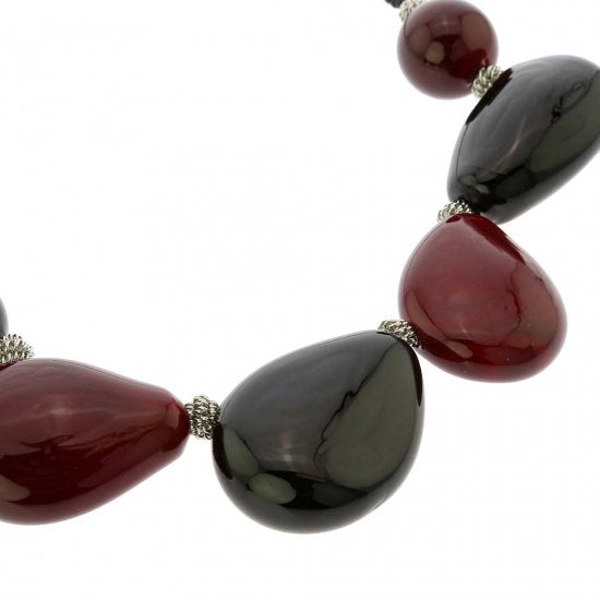 イタリア製 ベネチアングラス（ヴェネチア、ムラノガラス）レッドとブラックのアクセサリー（ペンダント、ネックレス）