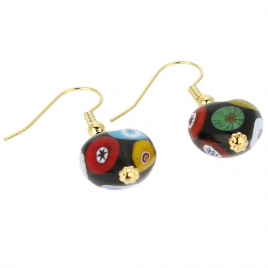 ベネチアングラス(ムラノガラス)　ピアス　 ムラノ　モザイク　ミレフィオリ ハート ピアス