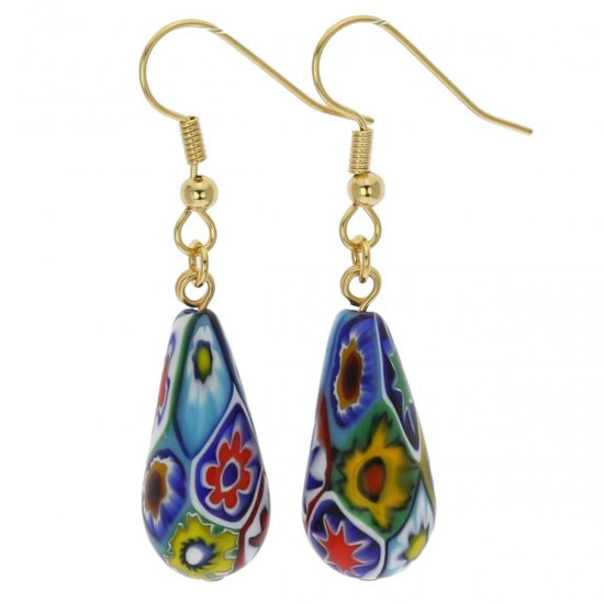 ベネチアングラス(ムラノガラス)　ピアス　 ムラノ　モザイク　ミレフィオリドロップ　ピアス