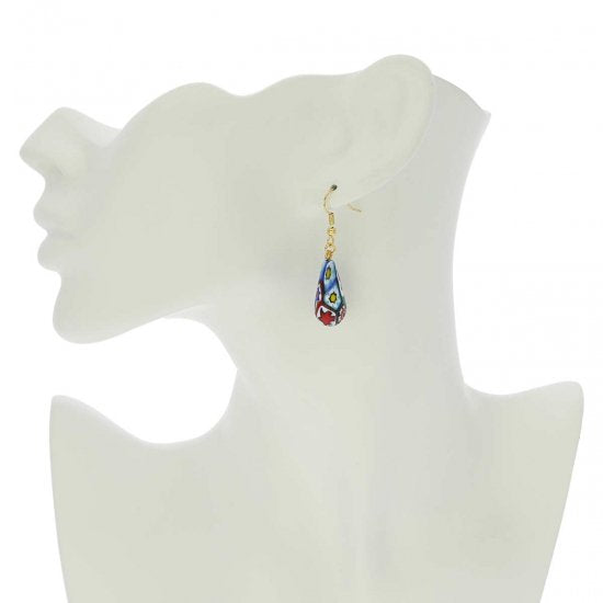 ベネチアングラス(ムラノガラス)　ピアス　 ムラノ　モザイク　ミレフィオリドロップ　ピアス