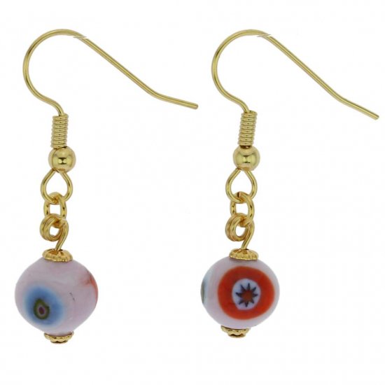 ベネチアングラス(ムラノガラス) ピアス ムラノ モザイク  ボール ピアス