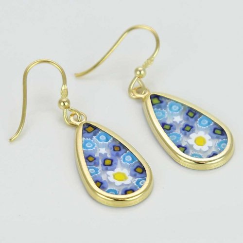 ベネチアングラス(ムラノガラス) ピアス ミレフィオリ ドロップピアス