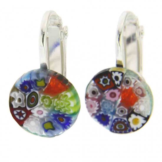 ベネチアングラス(ムラノガラス) イヤリング ムラノミレフィオリクリップ イアリング - マルチカラー