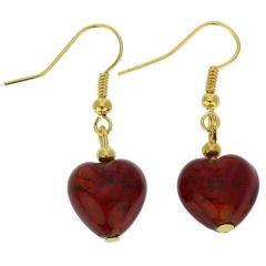 ベネチアングラス(ムラノガラス) ピアス　ムラノハートピアス - ストライプシルバーピンク