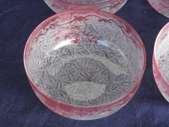 440	バカラ　エッチングクリスタル　ピンクボウル