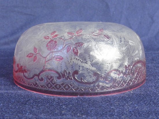 440	バカラ　エッチングクリスタル　ピンクボウル