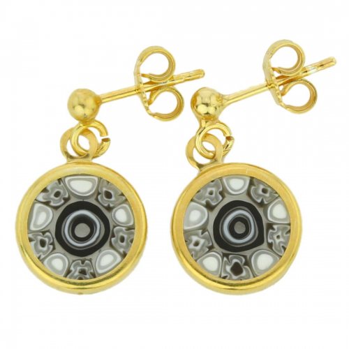 ベネチアングラス(ムラノガラス) ピアス ミレフィオリピアス ゴールド プレート フレイム