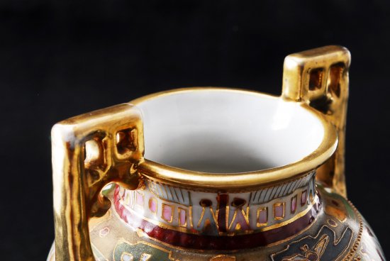 里帰り オールドノリタケ 金盛花図紋両耳飾壷