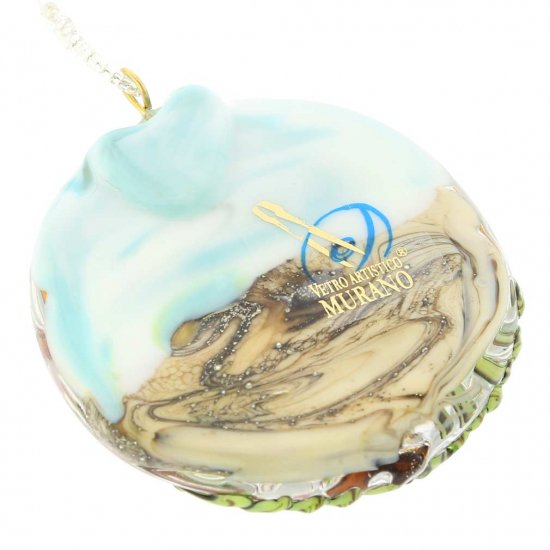 イタリア製 ベネチアングラス（ヴェネチア、ムラノガラス）桜と大地のペンダントネックレス