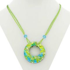 イタリア製 ベネチアングラス（ヴェネチア、ムラノガラス）レッドのラバペンダントネックレス