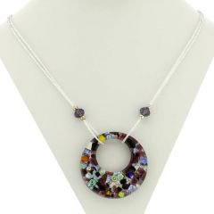 イタリア製 ベネチアングラス（ヴェネチア、ムラノガラス）レッドのラバペンダントネックレス