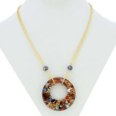 イタリア製 ベネチアングラス（ヴェネチア、ムラノガラス）レッドのラバペンダントネックレス