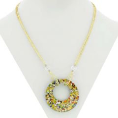 イタリア製 ベネチアングラス（ヴェネチア、ムラノガラス）レッドのラバペンダントネックレス