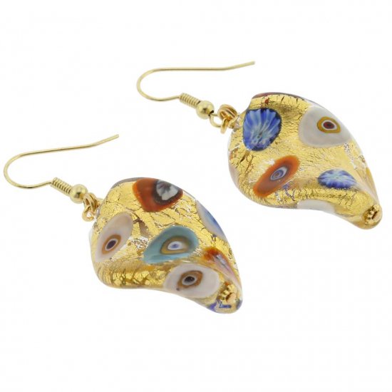 ベネチアングラス(ムラノガラス)　ピアス　ロイヤル　クリムト　スパイラル　ピアス