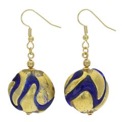 ベネチアングラス(ムラノガラス)　ピアス　ロイヤル　サークル　ピアス