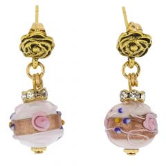 ベネチアングラス(ムラノガラス)　ピアス　マグニフィカ　アンティーク　スタッド　ボールピアス